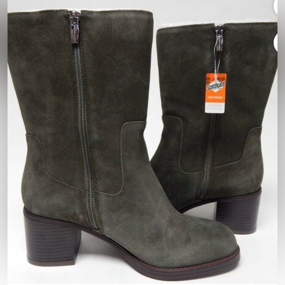 Vince Camuto Zelcinna Women's Water-Repel Suede Boots Kale NWOT